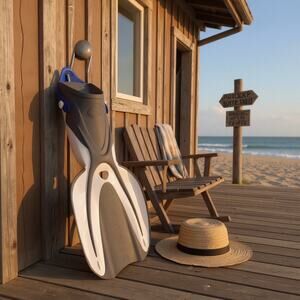 Oceanic Manta Ray Snorkeling Fins Flippers Gray Blue White Large XL